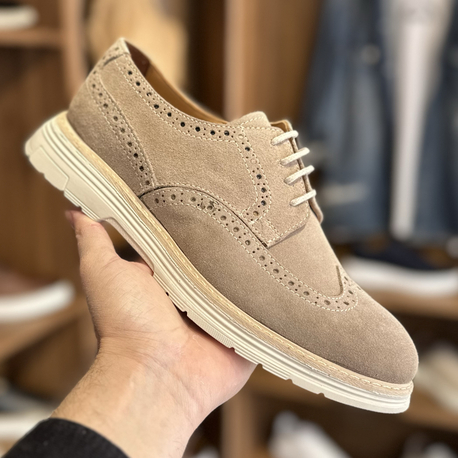 Brogue Premium Hakiki Süet - Bej