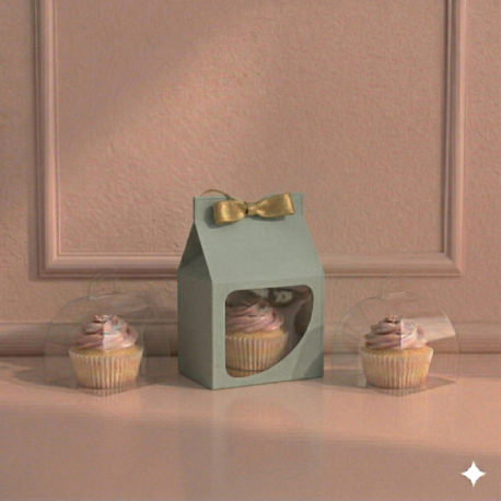 FRANSIZ PASTASI & CUPCAKE KUTUSU MİNT YEŞİLİ ( 10X10X10+5,5 CM ) ( 10 ADET )