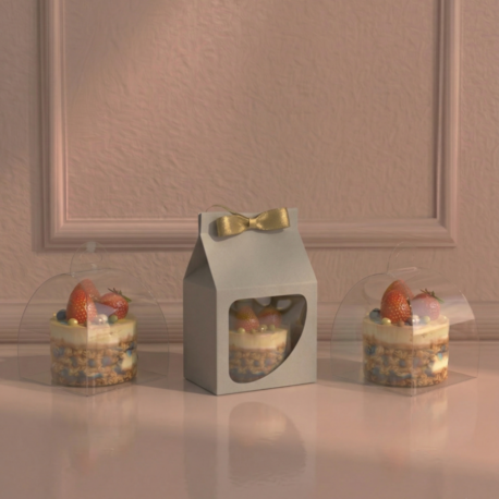 FRANSIZ PASTASI & CUPCAKE KUTUSU MİNT YEŞİLİ ( 8X8X8+5,5 CM ) ( 10 ADET )