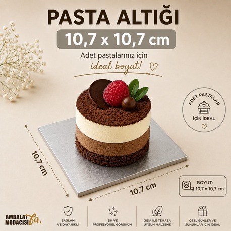 PASTA ALTLIĞI GÜMÜŞ ADET  100  ADET ( 10,7X10,7 CM )