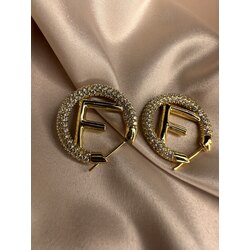 FENDİ F Taşlı Gold Küpe