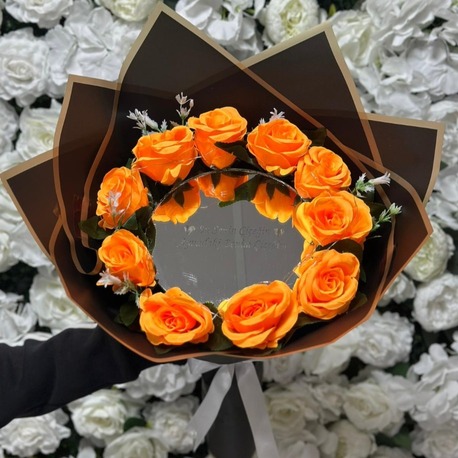 Aynalı ve LEDLİ Turuncu Ateşi Buket