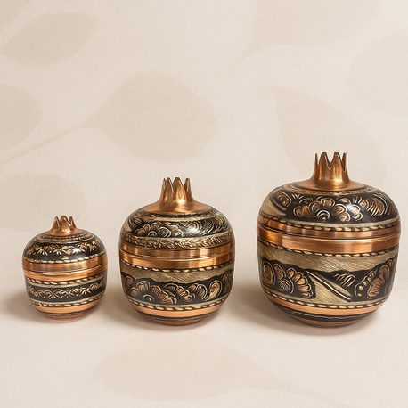3’LÜ SET NAR MODEL İŞLEMELİ BAKIR ŞEKERLİK