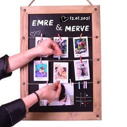 Ahşap Karatahtalı Duvar Fotoğraf Çerçevesi