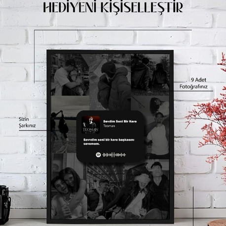 Kişiye Özel Spotify Şarkı Kodlu Fotoğraf Çerçevesi – 8 Fotoğraflı Hediye