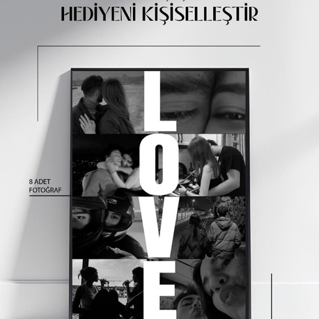 AŞK Temalı Kişiye Özel Fotoğraf Kolaj Çerçeve 