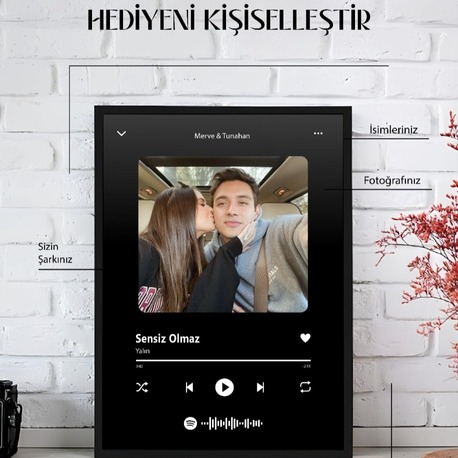 Kişiye Özel Spotify Tablosu – Fotoğraflı Romantik Hediye