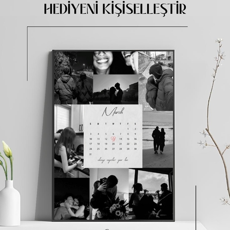 Kişiye Özel Fotoğraf ve Tarihli Takvim Çerçeve | Sevgiliye Anlamlı Hediye