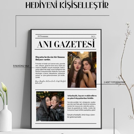 Kişiye Özel Aşk & Anı Gazetesi Çerçevesi | Sevgiliye ve Arkadaşlara Özel Hediye