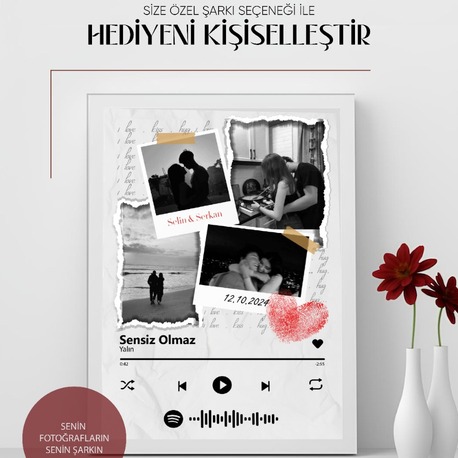 Kişiye Özel Spotify Şarkı Tablosu | Sevgiliye Özel Fotoğraf ve Tarihli Hediye