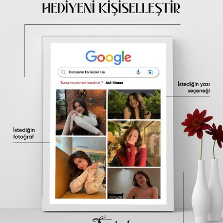 Google Tasarımlı Kişiye Özel Fotoğraflı Çerçeve | Anı Hediyesi