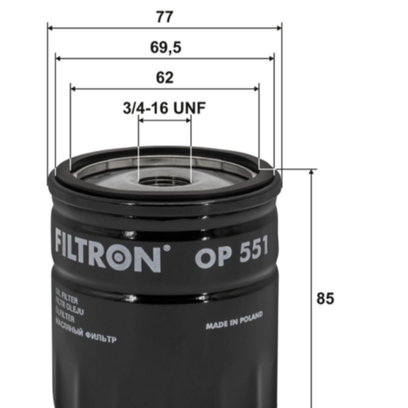 FİLTRON OP 551 YAĞ FİLTRESİ OPEL KADETT-D 1.3 N 60HP 08/79-08/84