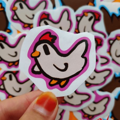 Beyaz Tavuk (Dışı Pembe) Sticker