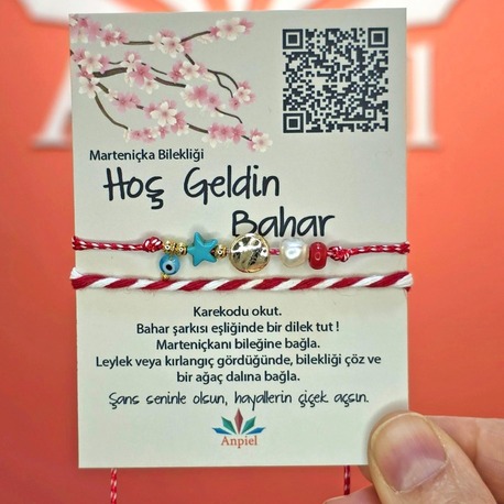 Yuvarlak Turkuaz Doğal Taşlı Şarkı Hediyeli Marteniçka Dilek Bileklik Seti
