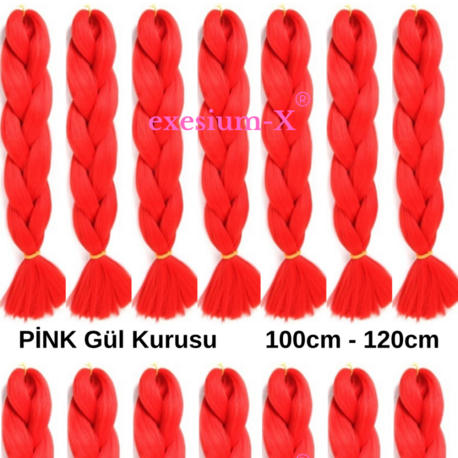 X-Pression Afrika Örgüsü & Rasta İçin Sentetik Saç 100gr #Pink Gül Rengi