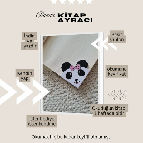 Panda Kitap Ayraç Şablonu