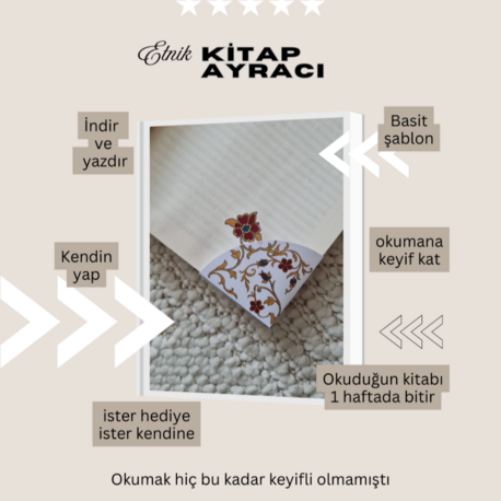 Etnik Desenli Kitap Ayraç Şablonu