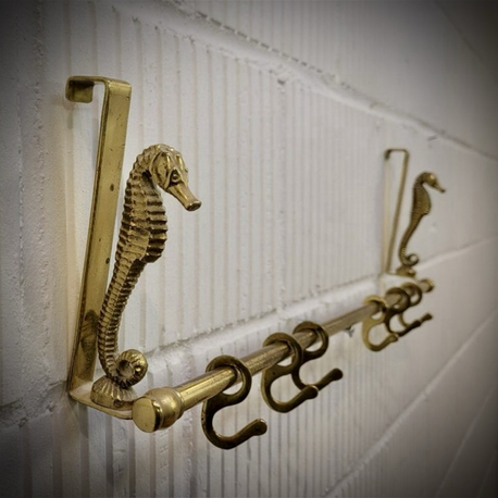 Mid Century Seahorse Brass Hanger