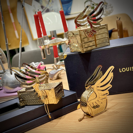 Louis Vuitton 'Le Voyage Des Lumières' Christmas Ornament Flying Trunk Set