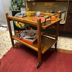 Art Deco Masif Ahşap Servis Arabası