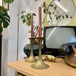 Mid Century Brass Candle Holders  