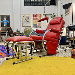 Vintage Chrome Rocking Chair & Ottoman