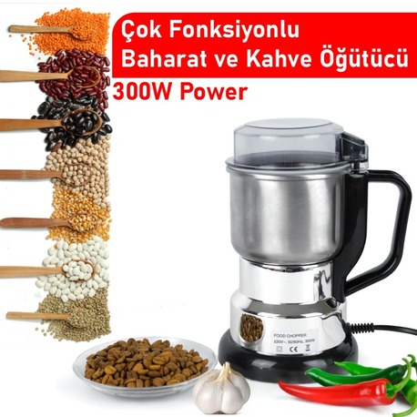 300W Çok Fonksiyonlu Elektrikli Kahve ve Baharat Öğütücü – Çelik Bıçaklı Grinder