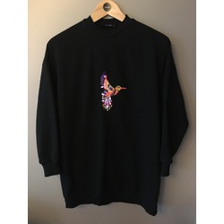 Kuş Aplikeli Uzun Sweatshirt