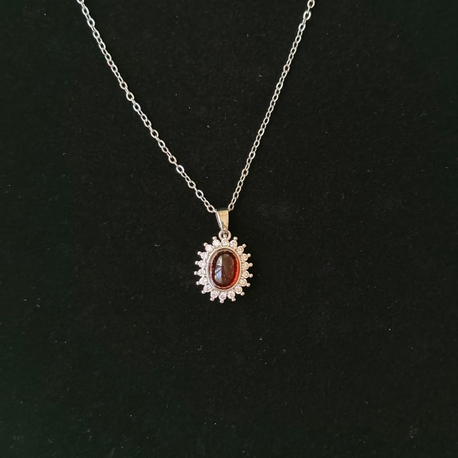 Lal/Garnet Çerçeve Kolye