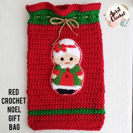 Kırmızı Noel anne punch işlemeli kese & çanta. 