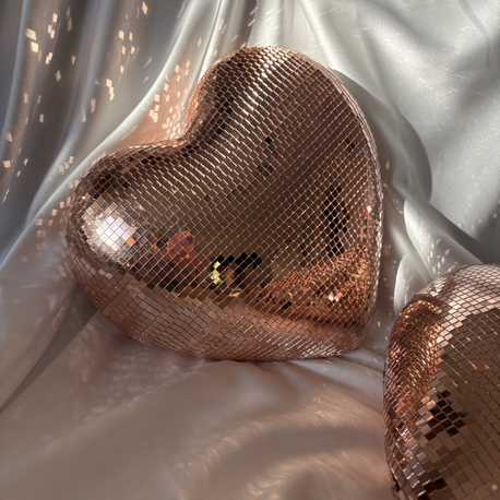 Büyük Boy Disko Kalp 25 cm- Rose Gold