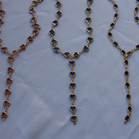 Mor Oval Taşlı Y Kolye