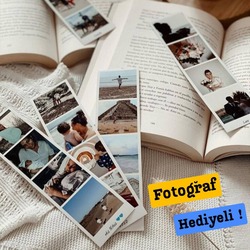 Fotoğraflı Kitap Ayracı 16 Fotoğraflı (4 Adet) Mini Polaroid Fotoğraf Baskısı Hediyeli