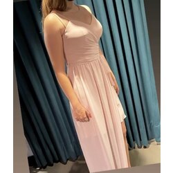 açık somon şifon uzun model ( M )elbise