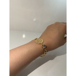 Ezme Model Nazar Boncuğu Detaylı Yaşam Çiçeği Bileklik Altın Kaplama