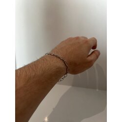 Unisex Zarif Oval Dikdörtgen Zincir Bileklik Gümüş Kaplama