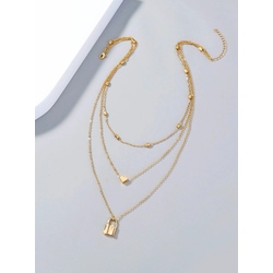 Kilit ve Kalp Çoklu Charm Kolye Gold