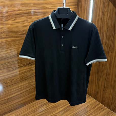 Loro Piana İthal Polo Yaka  Tshirt Siyah