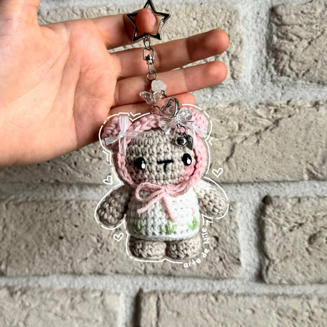 Pembe Başlıklı Ayı Anahtarlık