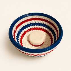 Berber Direği Tıraş Kasesi, Sabun Yuvalı, 120 mm Kırmızı-Beyaz-Mavi PETG