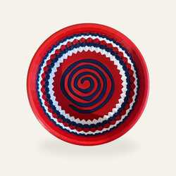 Berber Direği Tıraş Kasesi, Kırmızı Ağızlı PETG, Lacivert Spiral Taban (120 mm)