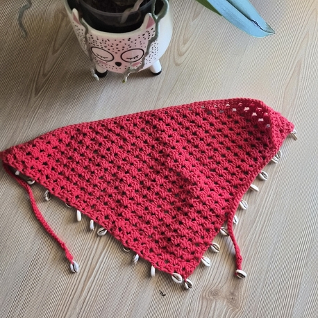 Kırmızı Deniz Kabuklu Boho Bandana 