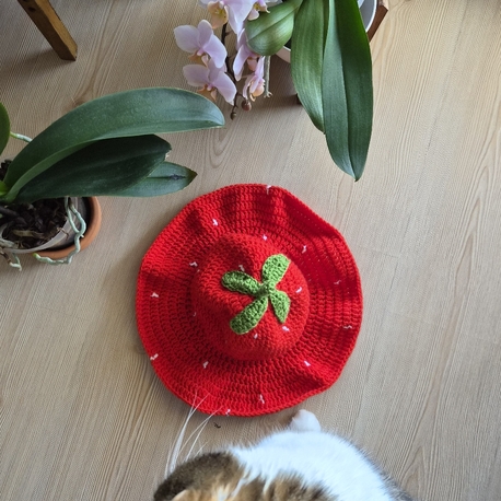 Çilek Örgü Bucket Şapka 