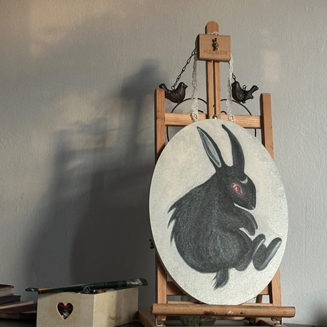 “Moon Rabbit” Original Oil Painting