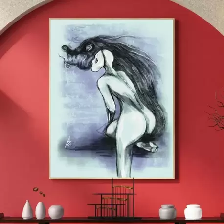 Surreal Figure Art Print, Dark Contemporary Wall Art, Signed Numbered Fine Art Print. Old Friend. 