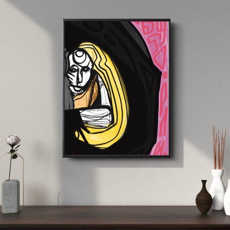 Surreal Figure Art Print, Colorful Contemporary Wall Art, Signed Numbered Fine Art Print. The Wait. 
