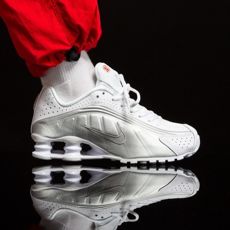 Nike Shox R4 White Metallic Silver