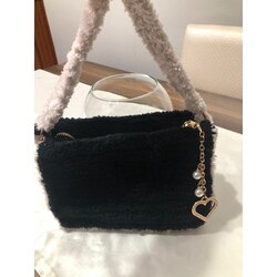 İki renkli mini peluş çanta