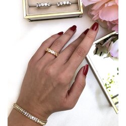 GOLD 5 TAŞ ALTIN KAPLAMA YÜZÜK 