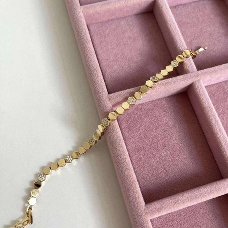 Gold Taşlı Petek Bileklik
